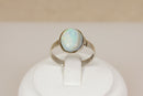 Pretty Silver Fire Opal Ring – Oval Cabochon Design