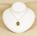 Silver Gilt Cloisonne Russian Style Egg Pendant & Silver Gilt Chain