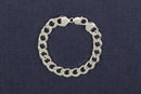 Hefty Silver Flat Curb Link Bracelet with Lobster Clasp
