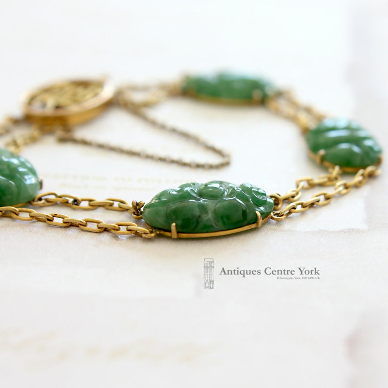 Chinese Vintage 14ct Jade Bracelet