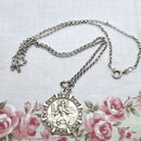 Vintage Sterling Silver Octagonal St. Christopher on 24" Silver Chain