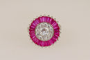 Impressive Sterling Silver, Lab Created Ruby & Clear Crystal Statement Ring