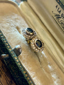 Hallmarked 18ct Gold Burmese Sapphire & Diamond Halo Earrings