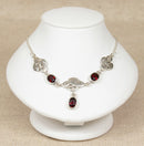 Stylish Kit Heath Sterling Silver & Garnet Celtic Knot Necklet – Adjustable 17½–18½ Inches