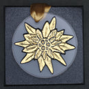 New Lalique: 2026 gold stamped crystal edelweiss Christmas ornament