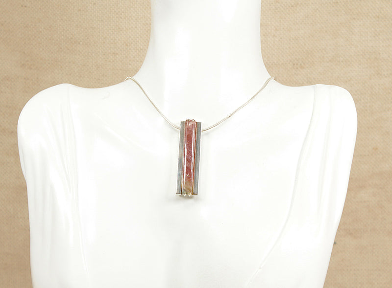 Silver & Pink Tourmaline Designer Pendant & Chain