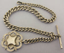 Heavy Antique Solid Sterling Silver Albert Pocket Watch Chain & Fob Bir 1901