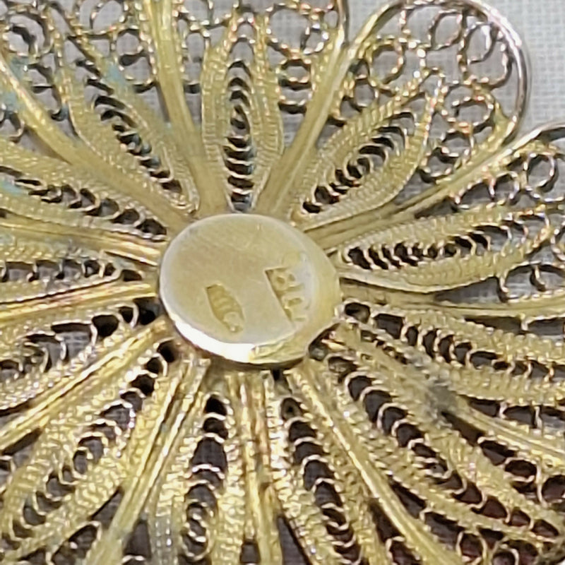 Filigree Silver & Coral Pendant on 17" Silver Chain