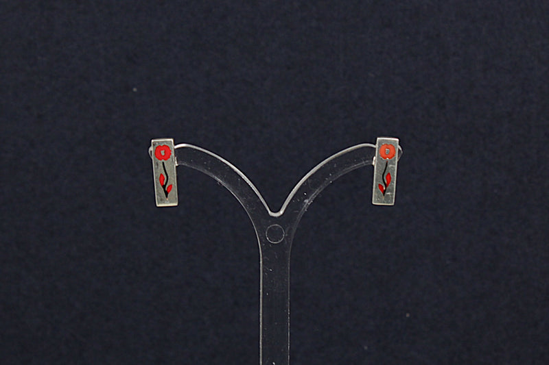 Silver Designer Earrings by JR Fox, Red Poppy Design