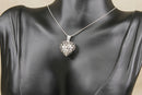 Sterling Silver Domed Heart Pendant & 16-Inch Snake Chain Necklace