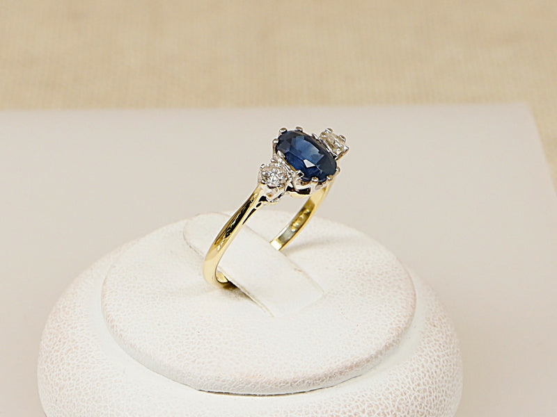 18ct Gold Sapphire and Diamond Trilogy Ring