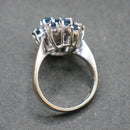 14ct white gold sapphire and diamond cluster ring