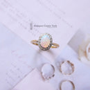 1970's 18ct & Platinum Opal & Diamond Cluster Ring