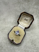 925 Silver Lavender CZ Pear Cut Halo Ring
