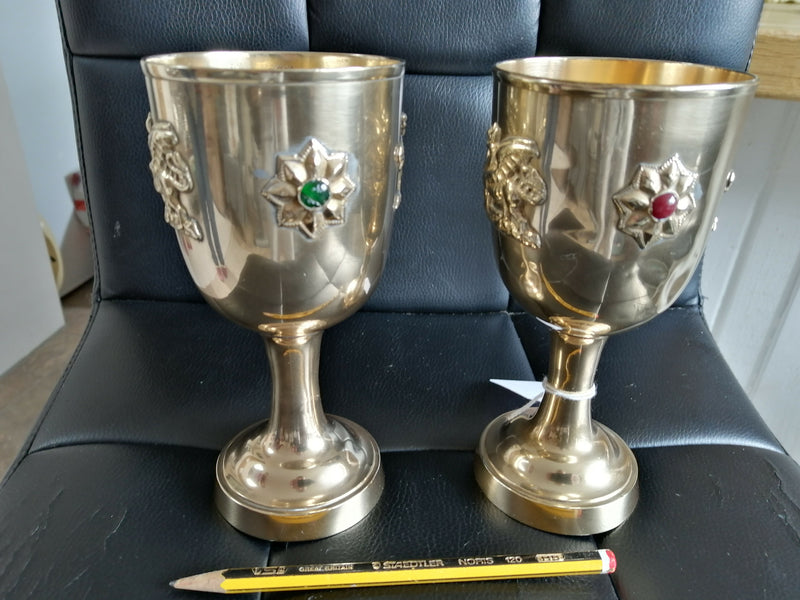 Pair of Arts and Crafts Brass Goblets circa 1890