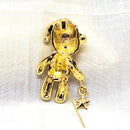 Festive Rhinestone Christmas Teddy Bear Brooch