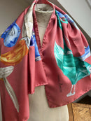 Vintage Swarovski Silk Scarf: Exotic Bird Crystal Design, Unused in Box