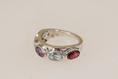 Finely Made Sterling Silver Multi-Gem Band Ring – Amethyst, Garnet, Blue Topaz & Citrine