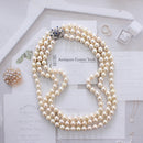 Quality Cultured Pearl 3 Row Choker with Sapphire & Diamond Clasp