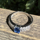 Platinum Sapphire and Diamond Pavé Ring, 1.14ct Oval Sapphire, Pt900