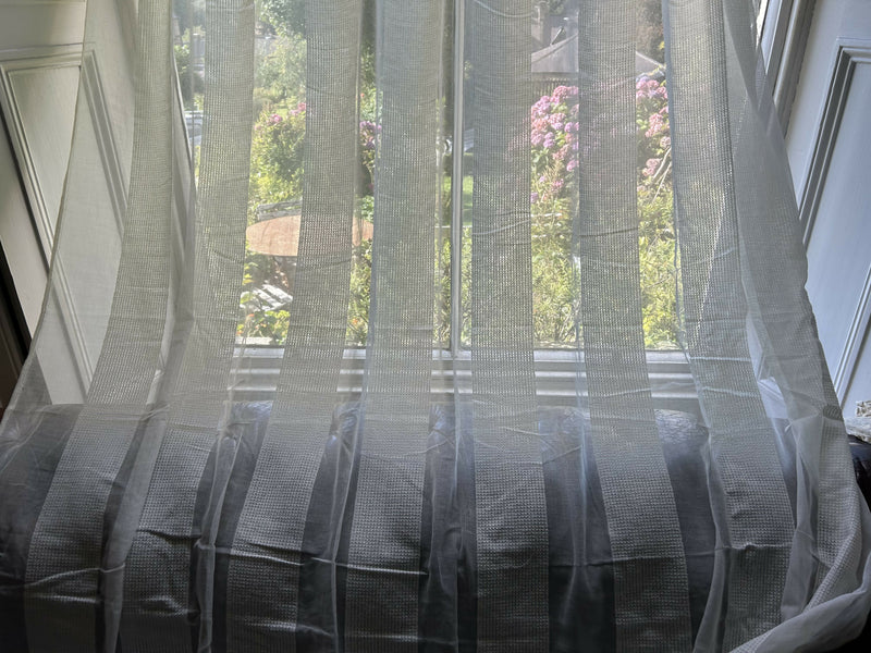 Beautiful ivory wide classic stripe Victorian madras lace to finish 66”/65”