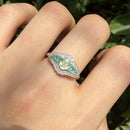 Art Deco Style Yellow Diamond Emerald & White Diamond Ring