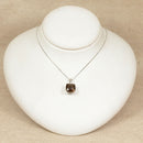 9ct White Gold Smoky Citrine & Diamond Pendant & Chain