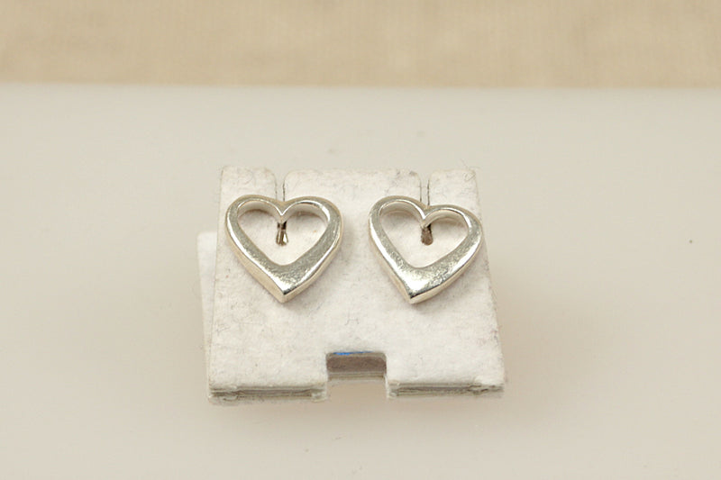 Silver Heart Ear Studs