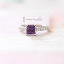 18ct White Gold Amethyst & Diamond Ring