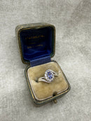 Vintage 925 Silver Natural Tanzanite and White Topaz Crossover Cluster Ring