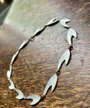 Modern Mid Century KA Rasmussen Sterling Silver Gilt Snowdrop White Enamel Necklace