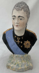 Emperor Alexander I of Russia, Early 19th Century Staffordshire Pottery Bust in the Manner of Wood and Caldwell.