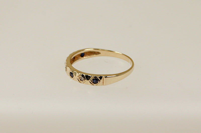 9ct Gold Sapphire & Diamond Half Eternity Ring