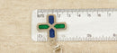 Silver Italian Green & Blue Cross Pendant & Chain