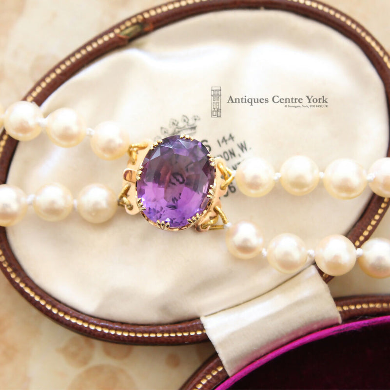 Double Row Cultured Pearls with Victorian 15ct Amethyst Clasp