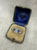 Vintage 925 Silver Blue and White Paste Three Stone Ring