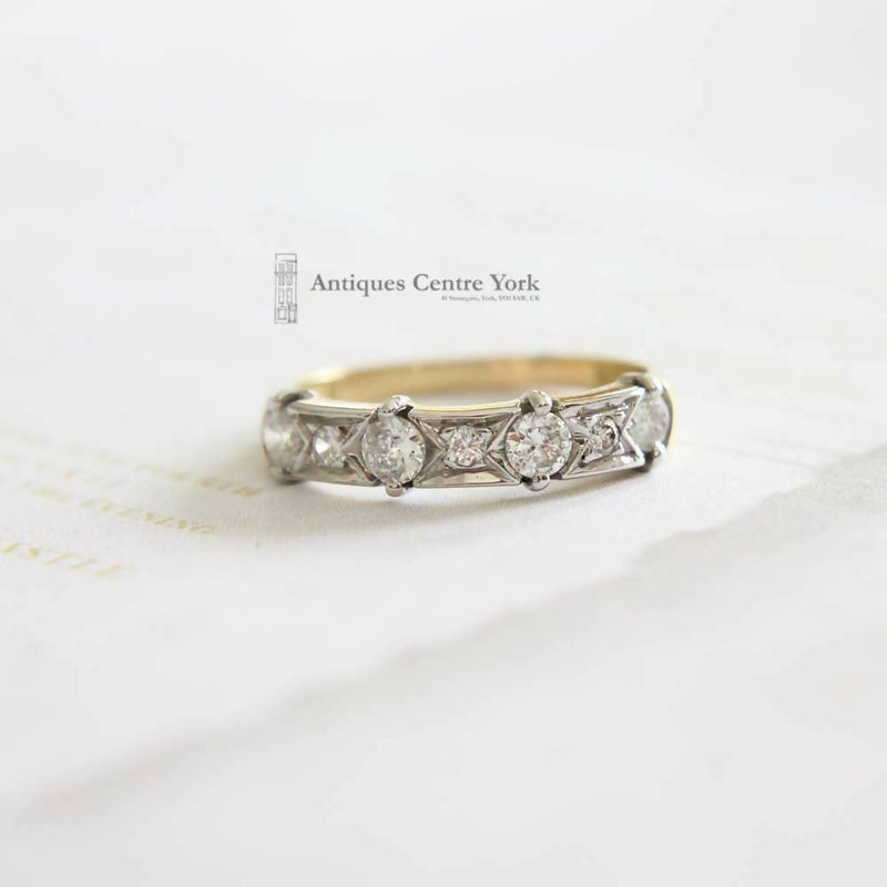 Unusual 1970's 18ct Diamond Half Eternity Ring