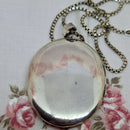 Large Vintage Silver 'Flowers of the UK' Locket on 24" Chain