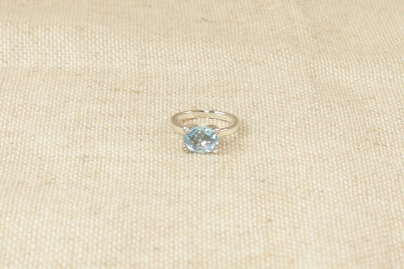 Silver & Blue Topaz Solitaire Ring