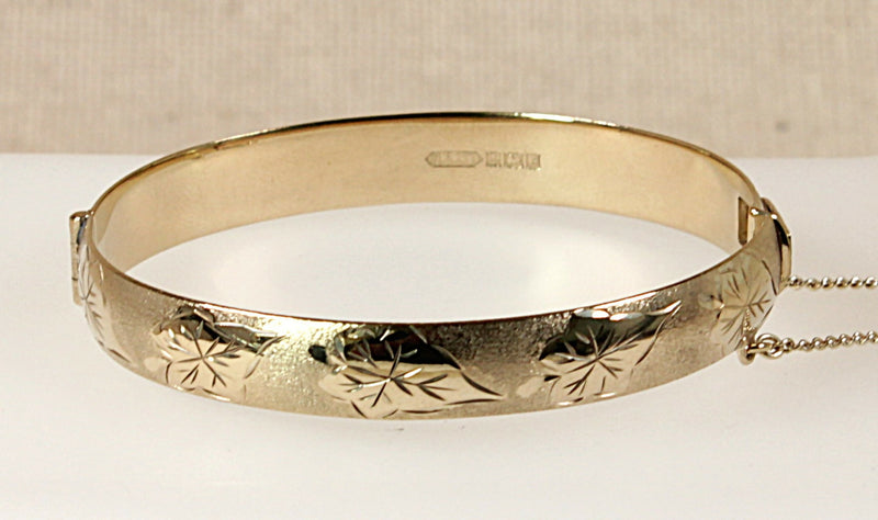 Vintage Gold Plated Solid Silver Hinged Bangle