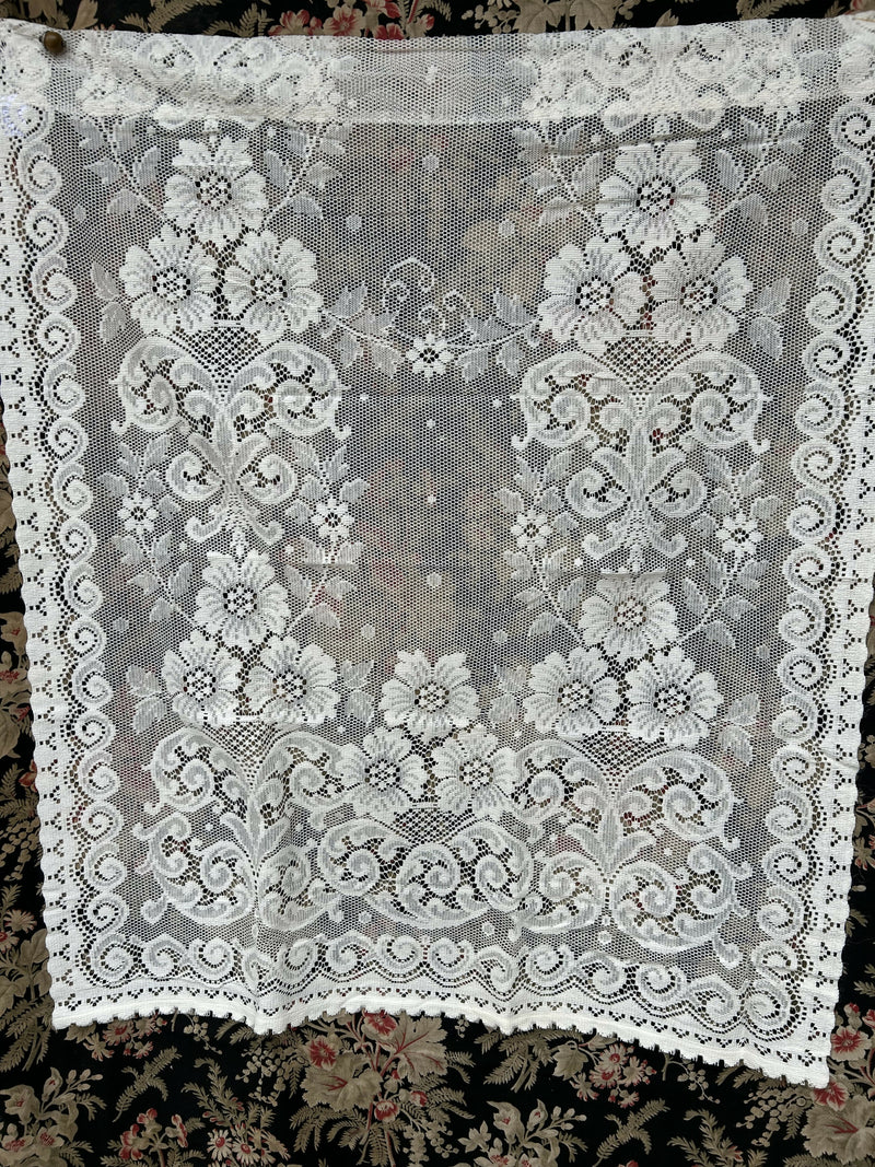 Victorian cottage Style Cream Cotton Lace Curtain Panel Ready To Hang 35”/40”