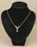 Elegant Sterling Silver & Amethyst Necklet – Adjustable 16 to 17¾ Inches