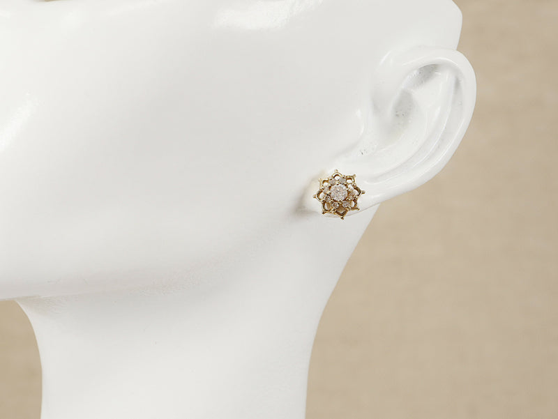 9ct Gold & Diamond Cluster Earring Studs