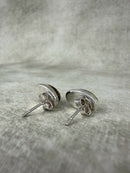 925 Silver Green Amber Oval Stud Earrings