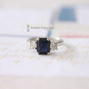 Platinum Sapphire & Diamond 3 Stone Ring