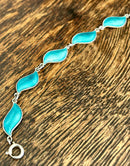 Modern Mid Century 1960’s Norwegian Aksel Holmsen Sterling Silver Turquoise Enamel Leaf Bracelet