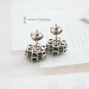 18ct White Gold Emerald & Diamond Cluster Earrings