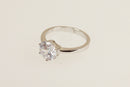 Silver and Clear Crystal Solitaire Ring