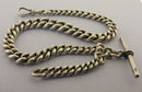 Heavy Antique Solid Sterling Silver Albert Pocket Watch Chain & T-Bar Bir 1901