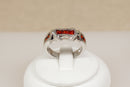 Silver & Red Crystal Ring